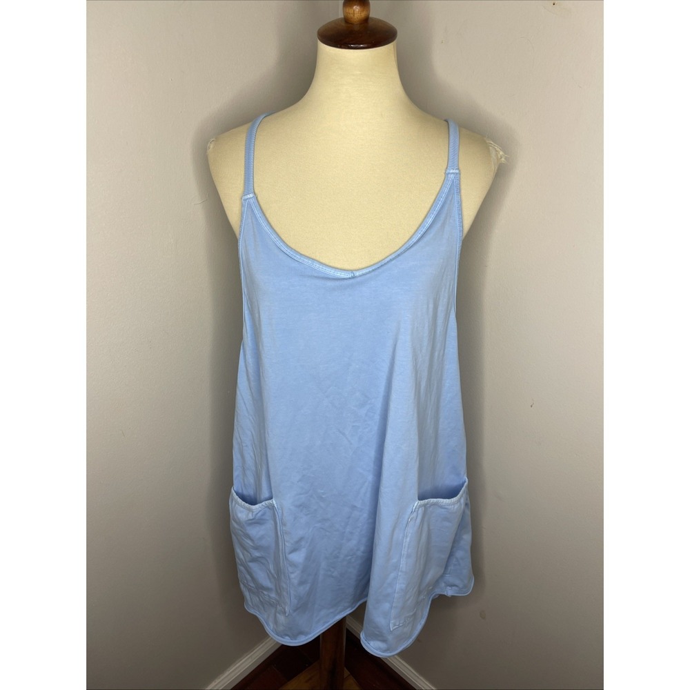 New Free People Movement Hot Shot Mini Dress in Oxford Blue Medium - Picture 2 of 12